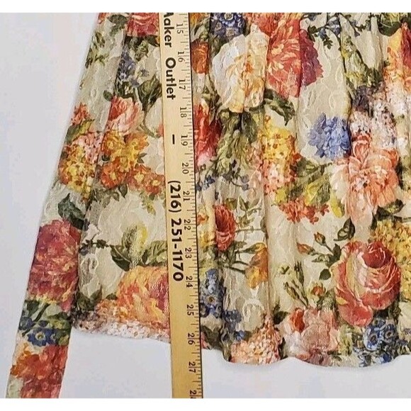 Forever 21 Vtg Babydoll Empire Top Small Lace Floral Cream Tie Romantic Coquette - Picture 6 of 7